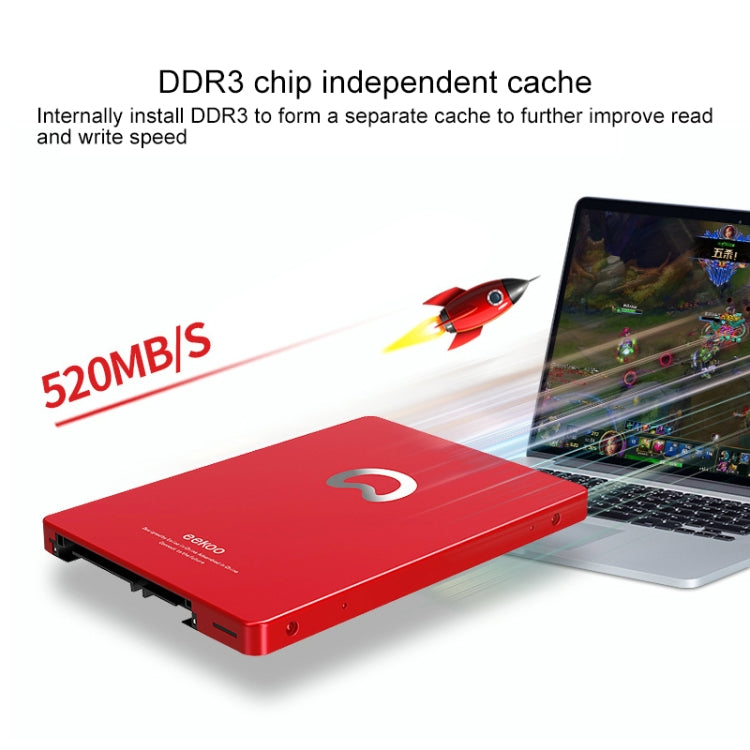 eekoo V100 480GB SSD SATA3.0 6Gb / s 2.5 pulgadas TLC Disco Duro de estado sólido con caché independiente de 4GB Velocidad de lectura: 500MB / s Velocidad de escritura: 420MB / s (Rojo)