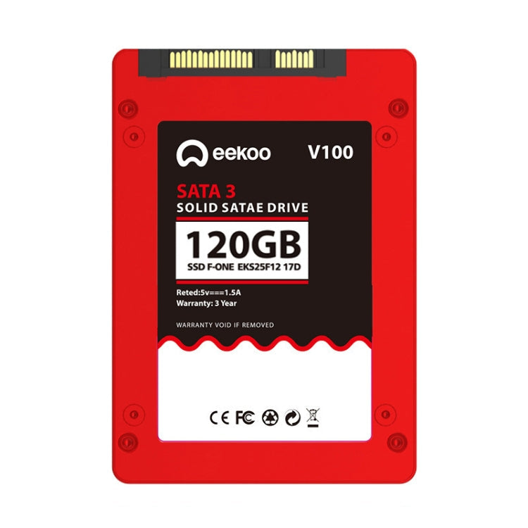 eekoo F-ONE 120GB SSD SATA3.0 6Gb / s 2.5 pulgadas TLC Disco Duro de estado sólido con 1GB de caché independiente Para PC de escritorio / Portátil velocidad de lectura: 500 MB / s velocidad de escritura: 180 MB / s (Rojo)