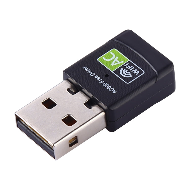 AC600Mbps 2.4GHz y 5GHz Dual Band USB 2.0 WiFi Adaptador de unidad gratuito Tarjeta de red externa