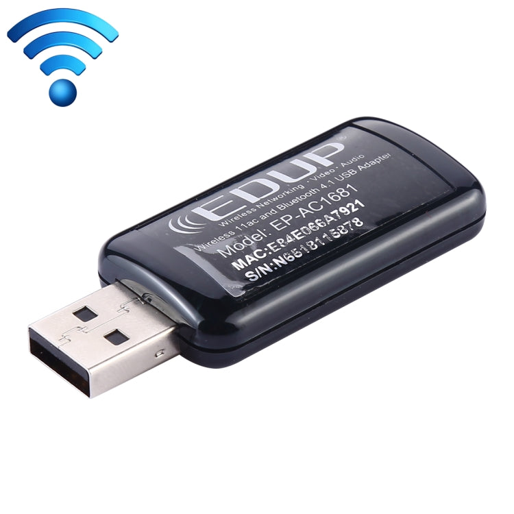 EDUP EP-AC1681 2 en 1 AC1200Mbps 2.4GHz y 5.8GHz Adaptador WiFi USB de Doble Banda Tarjeta de red externa con función Bluetooth 4.1