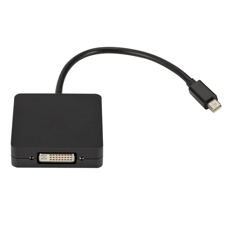 Adaptador cuadrado 3 en 1 Mini DP Macho a HDMI + VGA + DVI Hembra longitud del Cable: 18 cm (Negro)