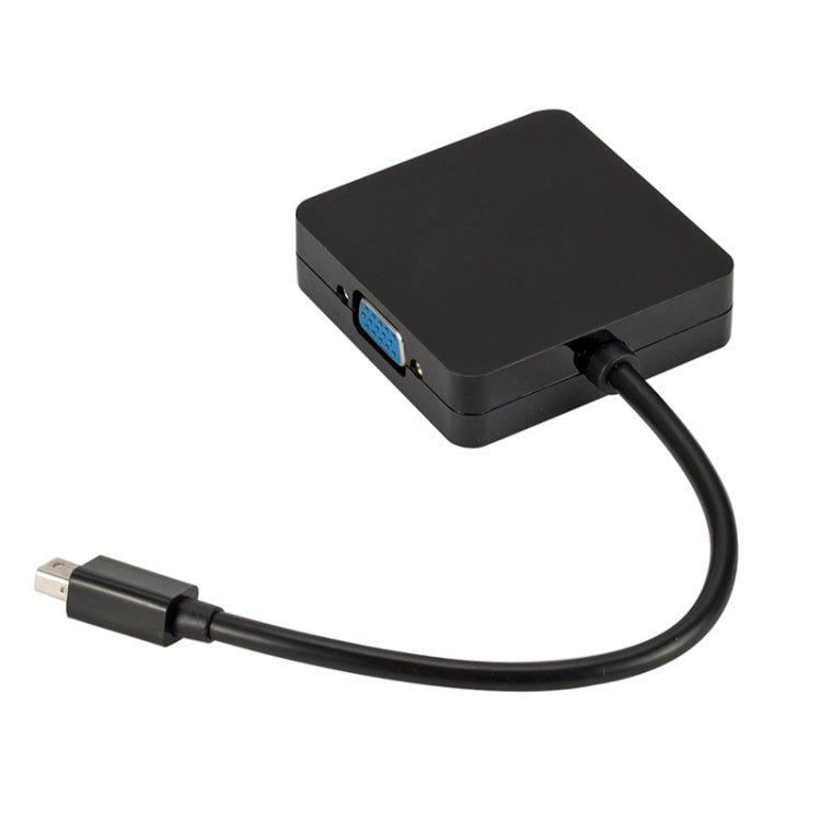 Adaptador cuadrado 3 en 1 Mini DP Macho a HDMI + VGA + DVI Hembra longitud del Cable: 18 cm (Negro)