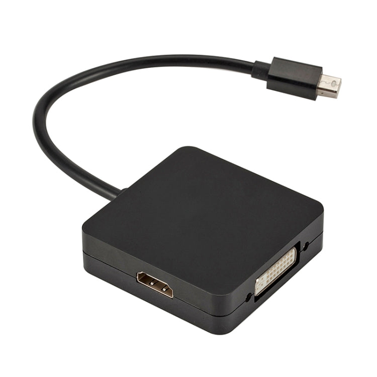 Square 3 in 1 Mini DP Male to HDMI + VGA + DVI Female Adapter Cable Length: 18cm (Black)