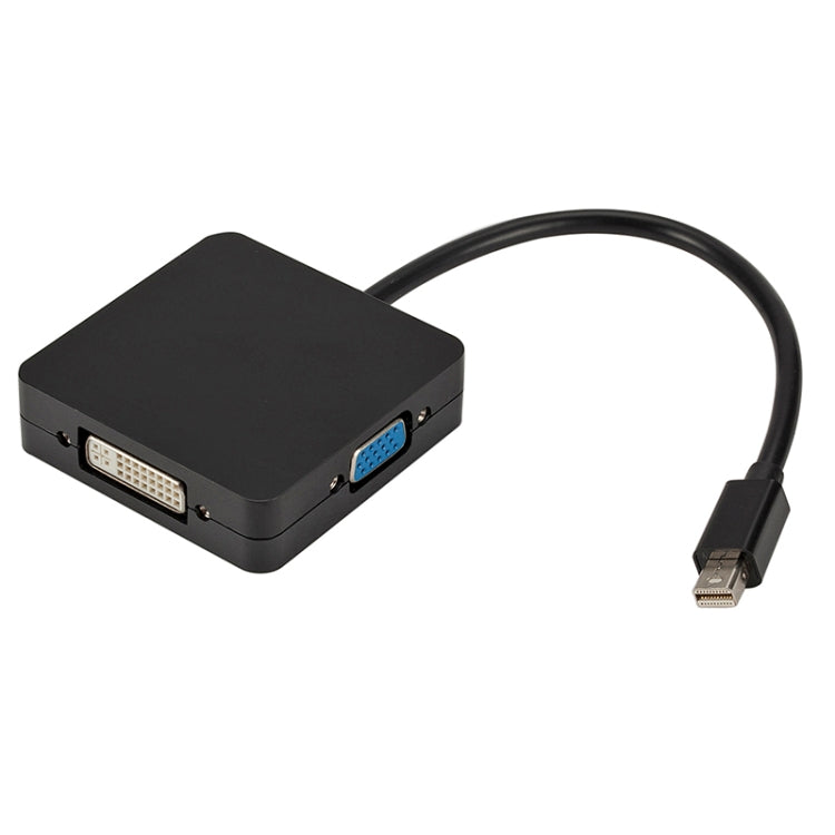 Câble adaptateur carré 3 en 1 Mini DP mâle vers HDMI + VGA + DVI femelle Longueur : 18 cm (Noir)