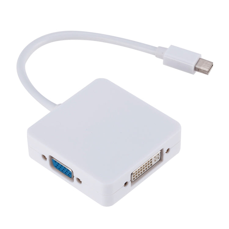 Square 3 in 1 Mini DP Male to HDMI + VGA + DVI Female Adapter Cable length: 18 cm (White)