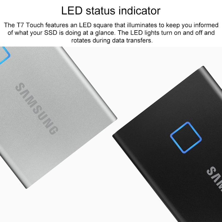Unidades de estado sólido Móviles Originales Samsung T7 Touch USB 3.2 Gen2 500GB (Negro)