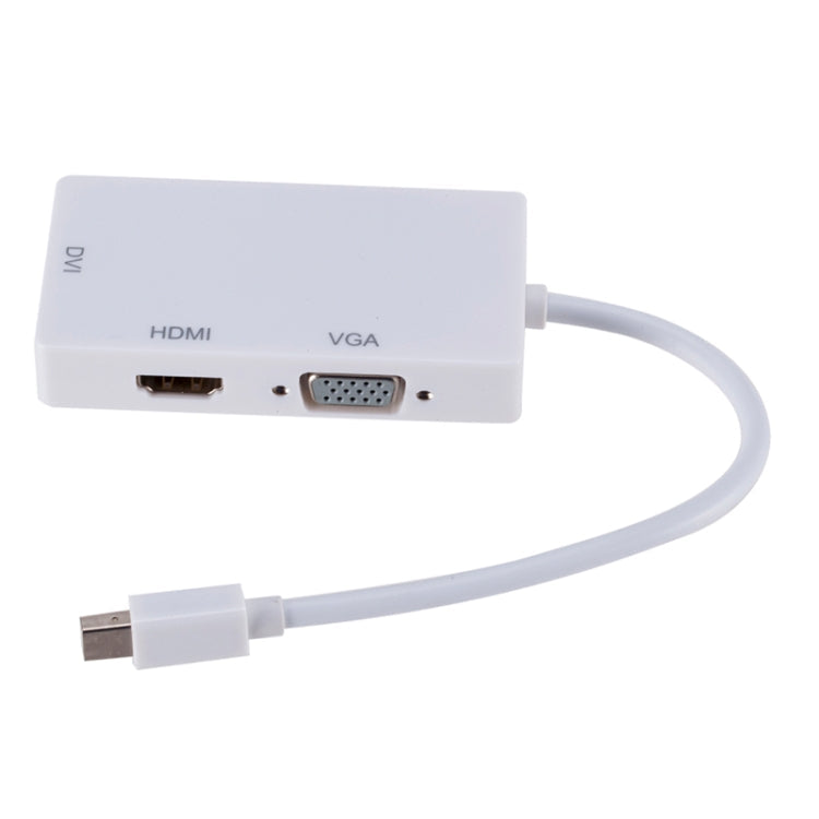 Multifunction Rectangle Mini DP to HDMI + DVI + VGA Converter Cable Length: 28cm (White)