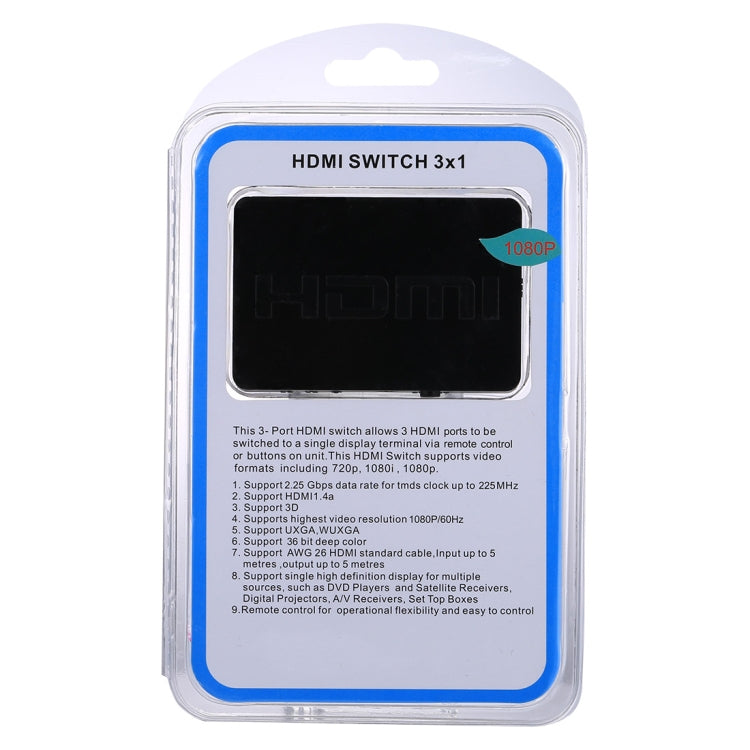 1080P 3 x 1 Ports (3 Input Ports x 1 Output Port) HDMI Switch mit Fernbedienung