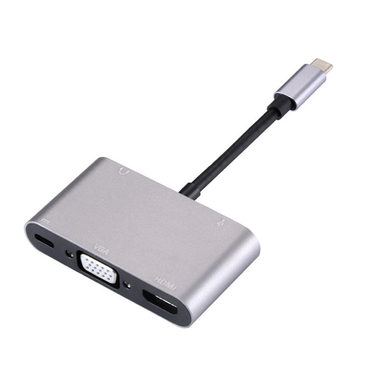 5 en 1 USB-C / TYPE-C a USB 3.0 + 3.5 mm + PD + VGA + HDMI HUB Adapter
