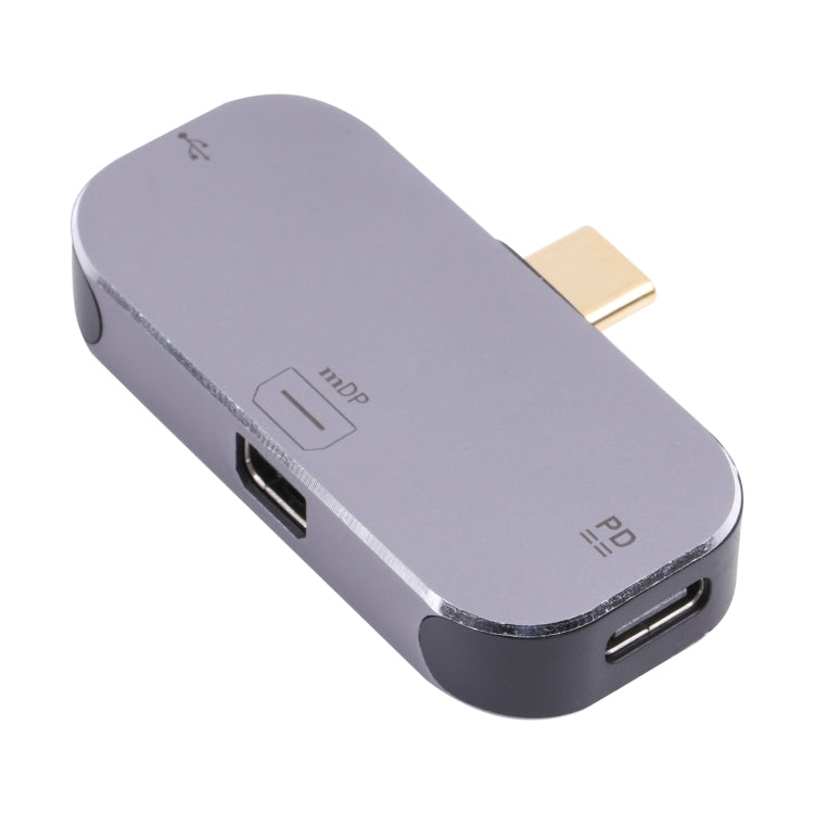 3 en 1 USB-C / Tipo-C Macho a Doble adaptador femenino USB-C / TYPE-C + Mini DP