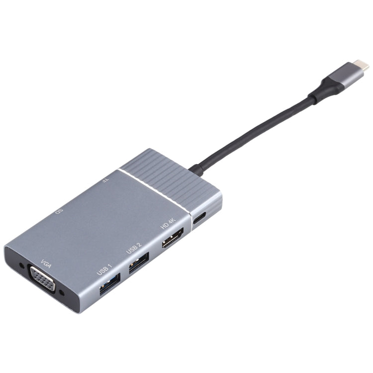 7 en 1 Doble USB 3.0 + TF / SD + HDMI / VGA + Conector de 3.5 mm + estación de acoplamiento USB-C multifunción tipo C / USB-C