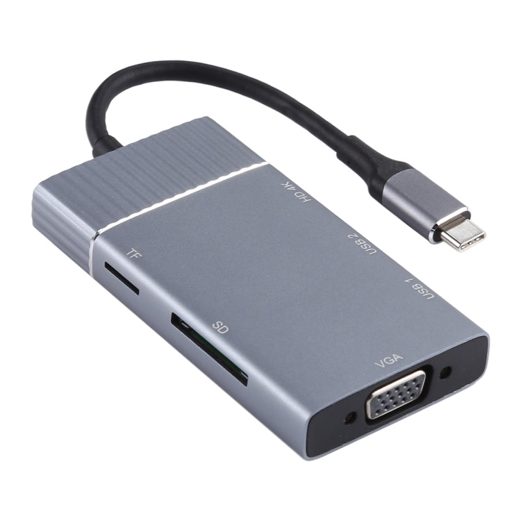 7 in 1 Dual USB 3.0 + TF / SD + HDMI / VGA + 3.5mm Jack + Multifunction Type C / USB-C USB-C Docking Station