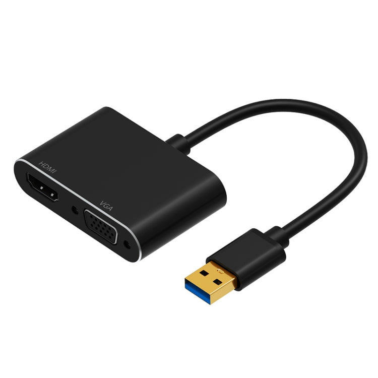 5201B 2 in 1 USB 3.0 to VGA + HDMI HD Video Converter (Black)