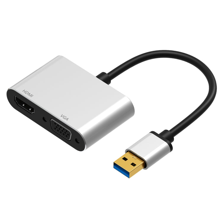 5201b 2 en 1 USB 3.0 a VGA + HDMI HD Video Converter (Silver)