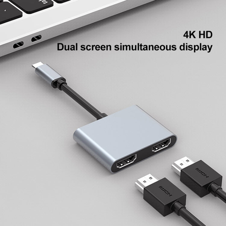 2 in 1 USB-C / TYPE-C to 2 x HDTV Ports HUB Adapter