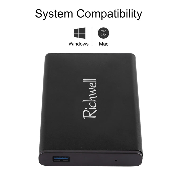 Richwell SATA R2-SATA-1TGB 1TB 2.5 pulgadas USB3.0 Super Speed Interface Unidad de Disco Duro Móvil (Negro)