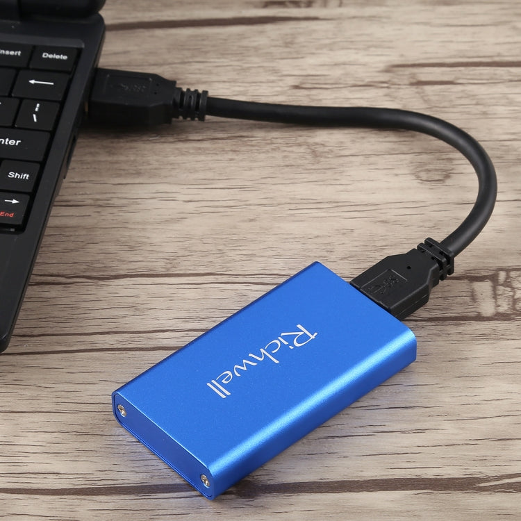 Richwell SSD R15-SSD-60GB 60GB 2.5 pulgadas mSATA a USB3.0 Unidad de Disco Duro Móvil con interfaz de súper velocidad (Azul)