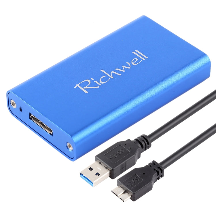 Richwell SSD R15-SSD-60GB 60 Go 2,5 pouces mSATA vers USB3.0 Disque dur mobile avec interface Super Speed ​​​​(Bleu)