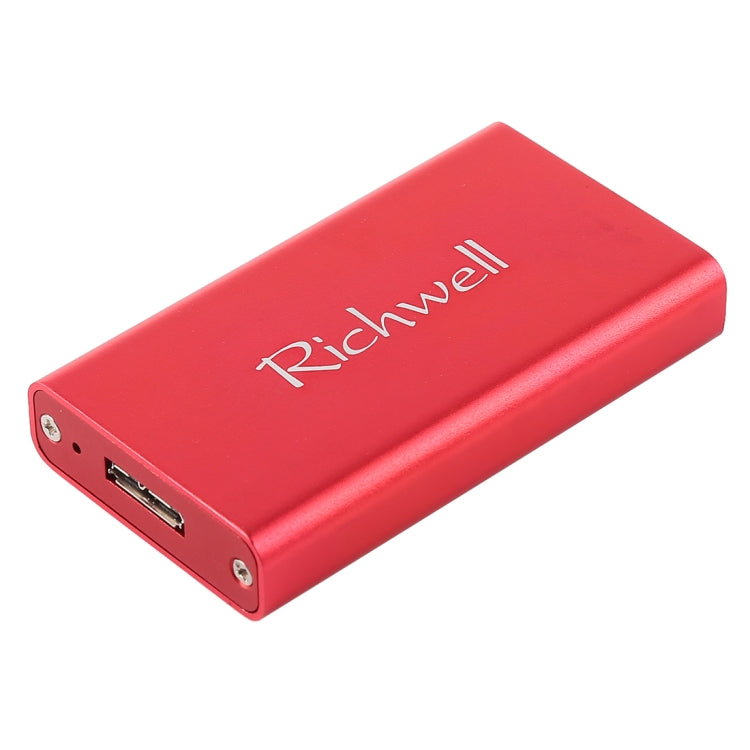 Richwell SSD R15-SSD-60GB 60GB 2.5 pulgadas mSATA a USB3.0 Interfaz de súper velocidad Unidad de Disco Duro Móvil (Rojo)