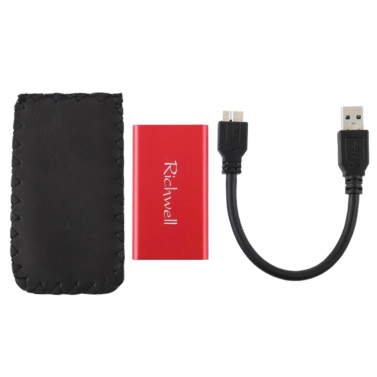 Richwell SSD R15-SSD-60GB 60GB 2.5 pulgadas mSATA a USB3.0 Interfaz de súper velocidad Unidad de Disco Duro Móvil (Rojo)