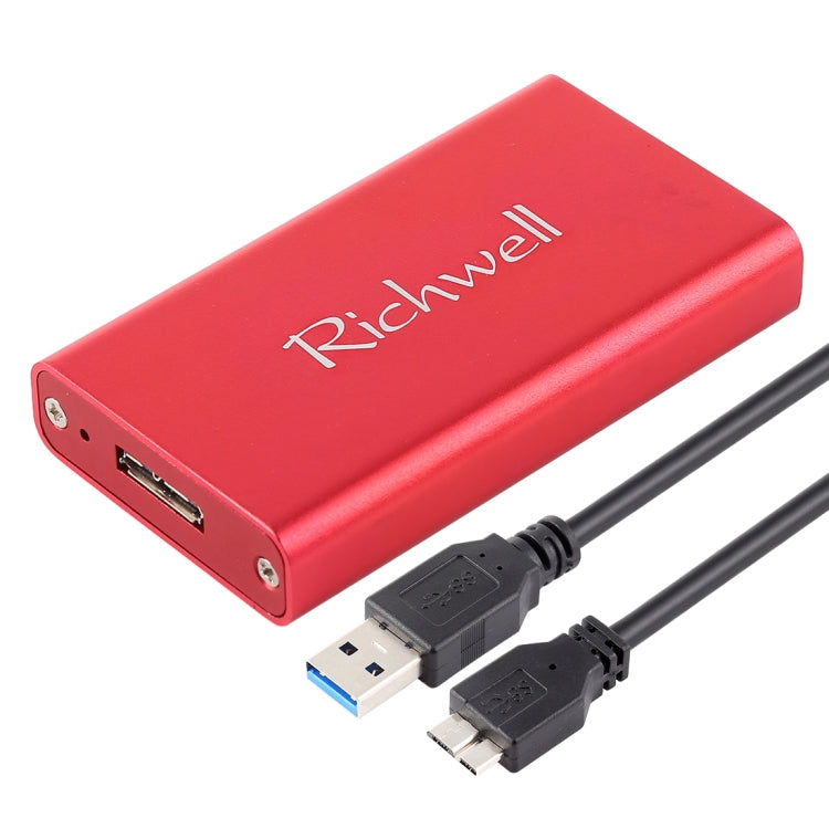 Richwell SSD R15-SSD-60GB 60 Go 2,5 pouces Interface mSATA vers USB3.0 Disque dur mobile Super Speed ​​​​(Rouge)