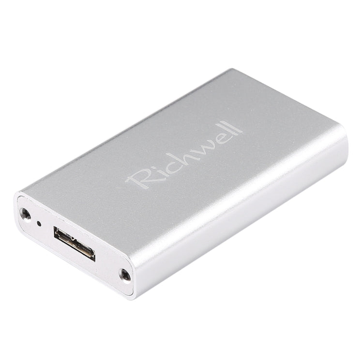 Richwell SSD R15-SSD-60GB 60GB 2.5 pulgadas mSATA a USB3.0 Unidad de Disco Duro Móvil con interfaz de súper velocidad (Plateado)