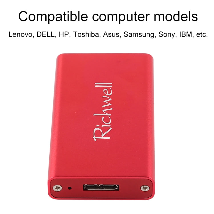 Richwell SSD R15-SSD-120GB 120GB 2.5 pulgadas mSATA a USB3.0 Unidad de Disco Duro Móvil con interfaz de súper velocidad (Rojo)