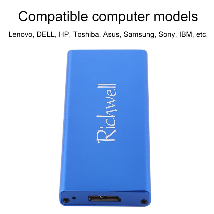 Richwell SSD R16-SSD-240GB 240 Go 2,5 pouces USB3.0 vers NGFF (M.2) Interface Disque dur mobile (Bleu)