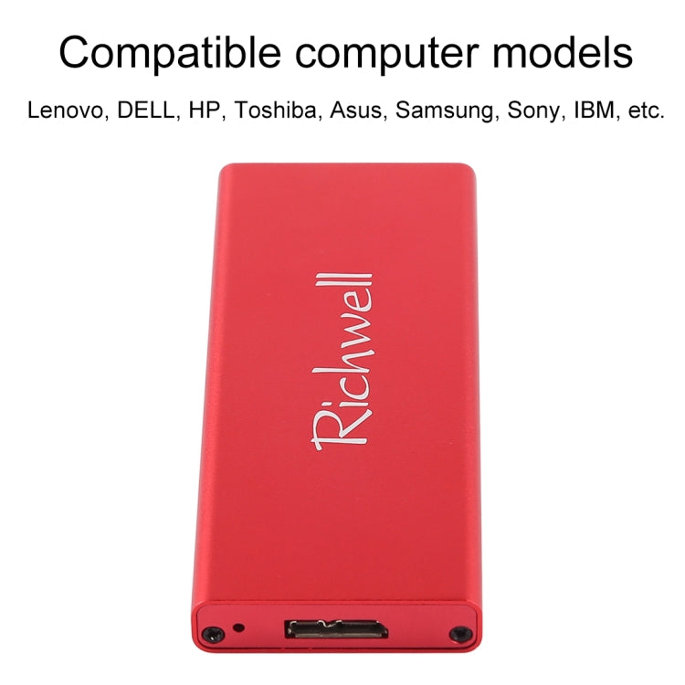 Richwell SSD R16-SSD-240GB 240GB 2.5 pulgadas USB3.0 a NGFF (M.2) Interfaz Unidad de Disco Duro Móvil (Rojo)
