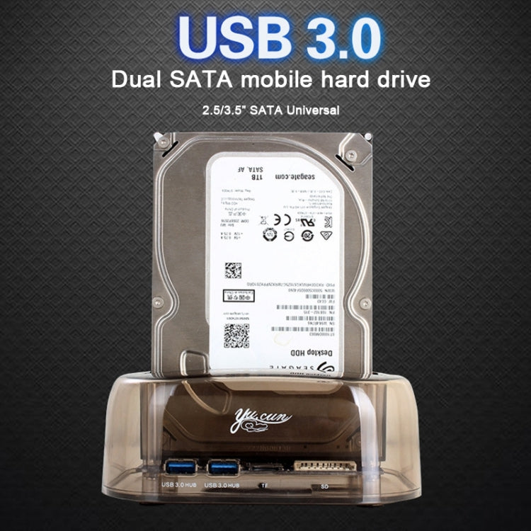 Caja de Disco Duro SATA Dual USB3.0 de 2.5 / 3.5 pulgadas con función HUB y OTB capacidad máxima de Soporte: 16 TB