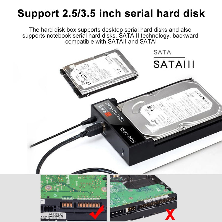 RSH-319 SATA 2.5/3.5 inch USB 3.0 Interface Horizontal Type Hard Drive Enclosure Maximum Support Capacity: 8TB
