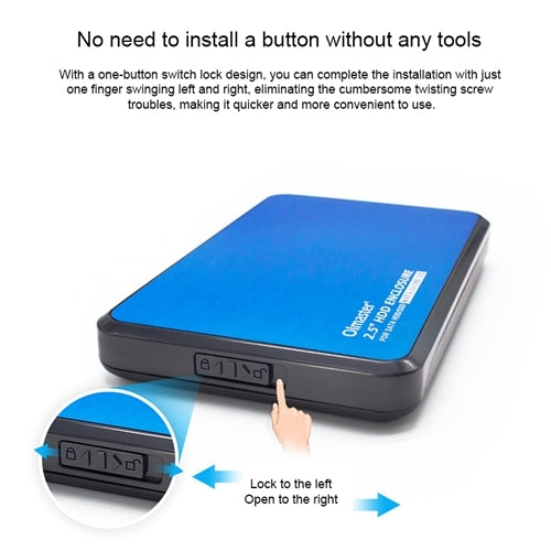 OImaster EB-2506U3 SATA USB 3.0 Interfaz HDD Carcasa Para computadoras Portátiles Espesor de Soporte: 7.0-12.5 mm (Azul)