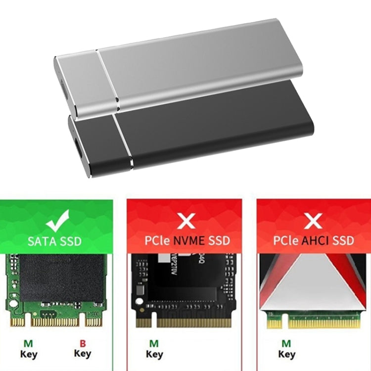 Boîtier SSD en alliage d'aluminium M.2 NGFF vers USB-C / Type-C USB 3.1 (argent)