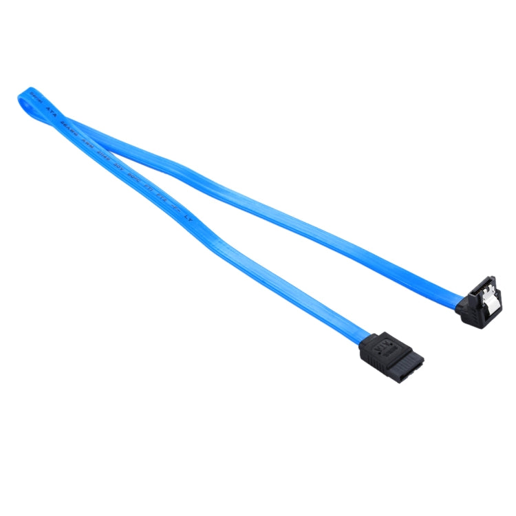 26AWG SATA III 7 Pin Female Straight to 7 Pin Female Elbow Data Cable Extension Cord For HDD/SSD Total Length: About 50cm (Blue)