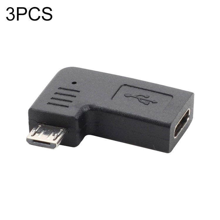 3 PCS LY-U2T078 USB-C / Tipo-C Hembra a Micro USB 5 Pin izquierdo Codo Codo Macho Adaptador de Carga
