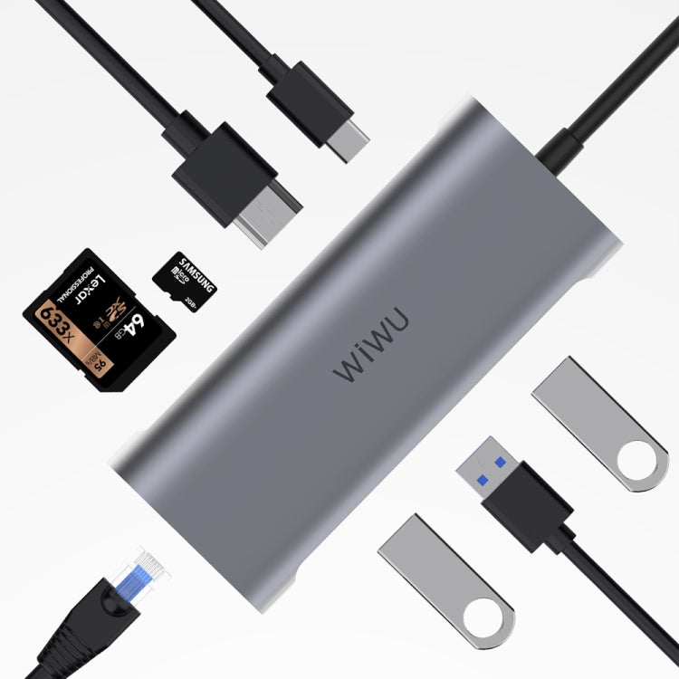 WIWU 831 Adaptateur HUB d'extension multifonctionnel Type-C / USB-C 8 en 1