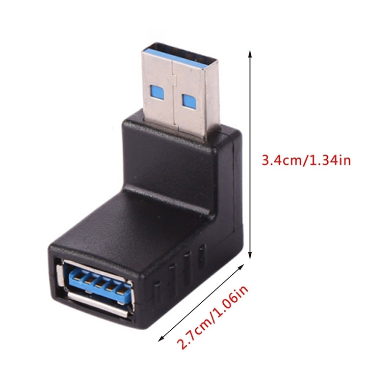 2 pièces en forme de L USB 3.0 mâle vers femelle angle de 90 degrés prise câble d'extension connecteur convertisseur adaptateur (noir)