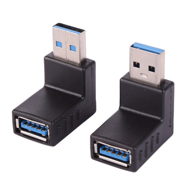 2 pièces en forme de L USB 3.0 mâle vers femelle angle de 90 degrés prise câble d'extension connecteur convertisseur adaptateur (noir)