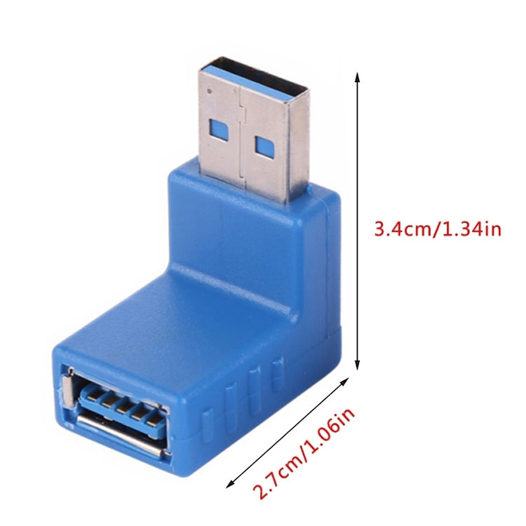 2 pièces en forme de L USB 3.0 mâle vers femelle angle de 90 degrés prise câble d'extension connecteur convertisseur adaptateur (bleu)