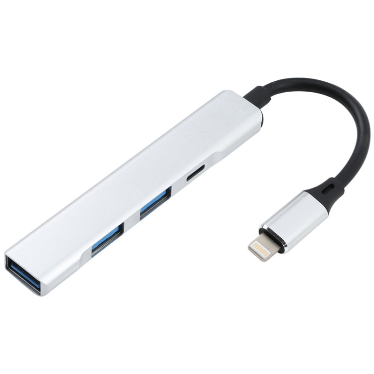 S-209 3 in 1 8 pin Male to Dual USB 2.0 + USB 3.0 Female Hub Adapter (Silver)