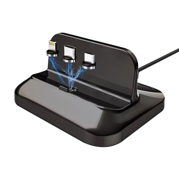 XBX-02 3 en 1 PIN + USB-C / TYP-C + Micro USB Plug Base de Carga Magnética