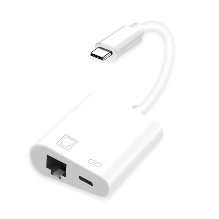 NK-1035 TC 2 in 1 USB-C / TYPE-C Male to Ethernet + Type-C Female Adapter