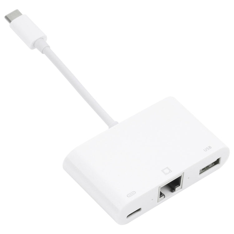 NK-107 TC 3 in 1 USB-C / TYPE-C Male to USB + Ethernet + Type-C Female Adapter
