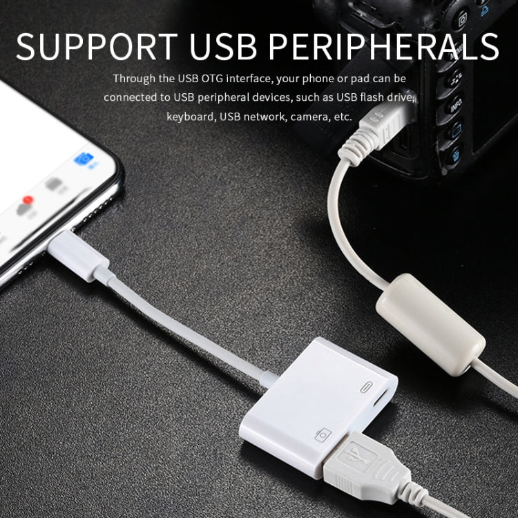 11cm 8 pin Male to USB and 8 PIN Data Charging Cable Camera Camera Adapter For iPhone/iPad/iPod Touch support system from iOS 9.2 to iOS 11