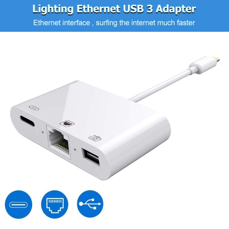 NK-107 3 in 1 Ethernet + USB + Charging 8 Pin Female Ports to 8 Pin Male OTG Digital Video Converter Cable