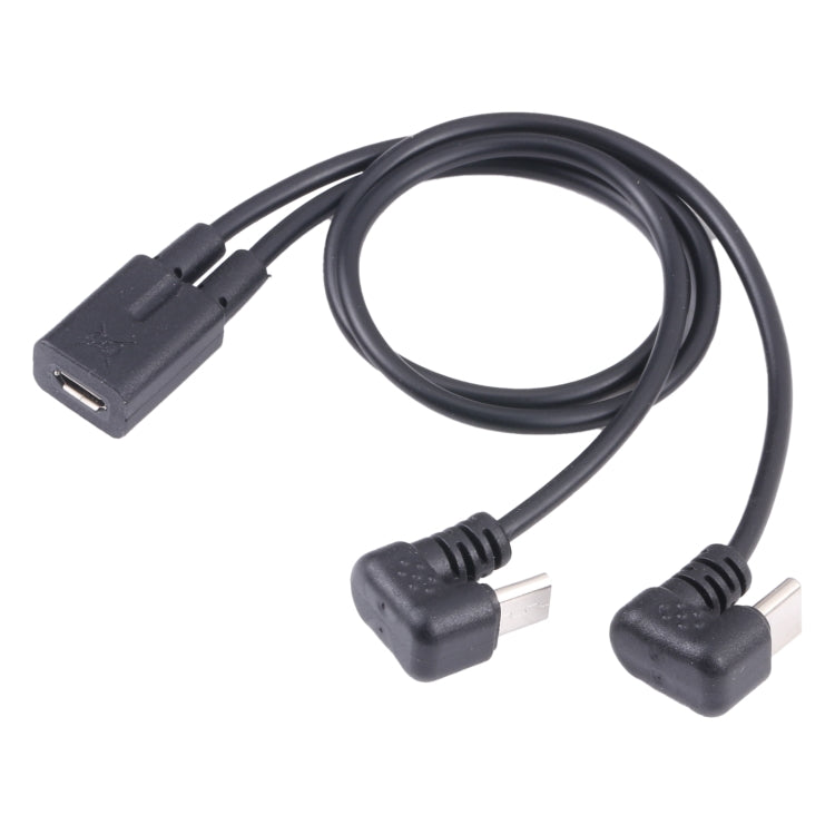 U-shaped USB-C Male / Type-C + Micro USB Male to Micro USB Female Cable
