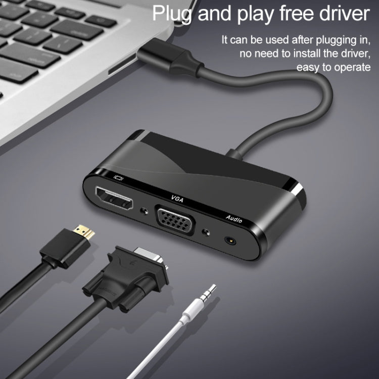 V83 USB-C / Type-C a 4K HDMI / VGA + Audio de 3.5 mm + Adaptador Multifunción USB