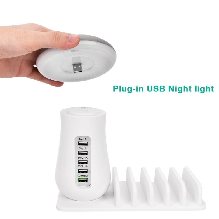 XLD888 5 Puertos (2 x 5V / 1A + 2 x 5V / 2.1A + 1 X QC3.0) CargaDO USB Lámpara de escritorio de luz de hongos con soporte para Teléfono