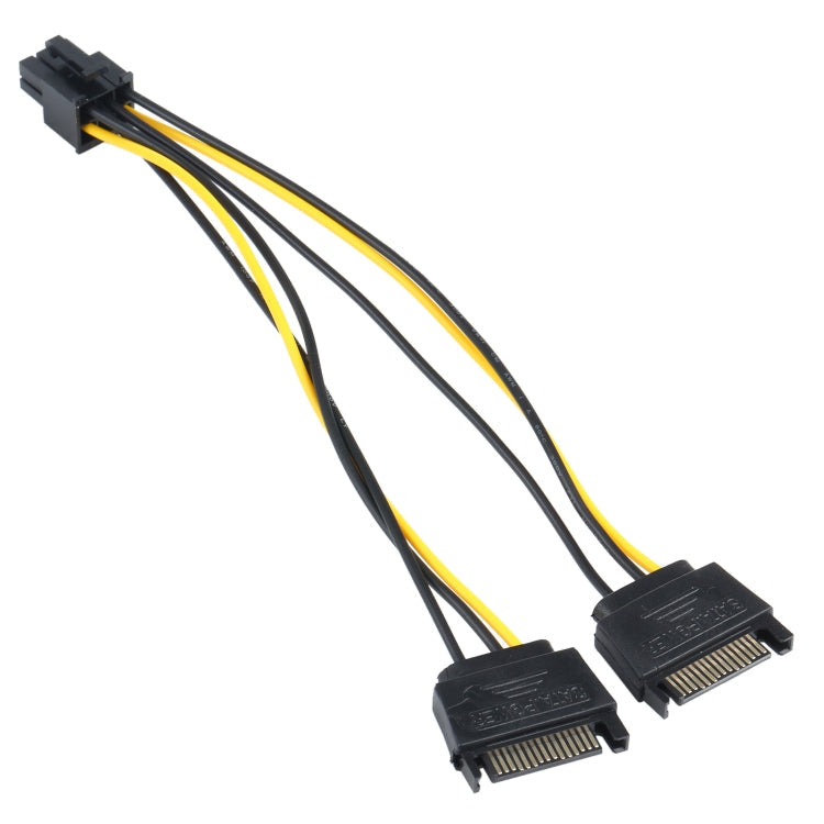 2 x SATA 15 PIN Male to PCI-E PCIE 6 PIN FEMALE Graphics Card Video Card Power Supply Cable