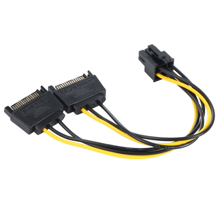 2 x SATA 15 PIN Male to PCI-E PCIE 6 PIN FEMALE Graphics Card Video Card Power Supply Cable